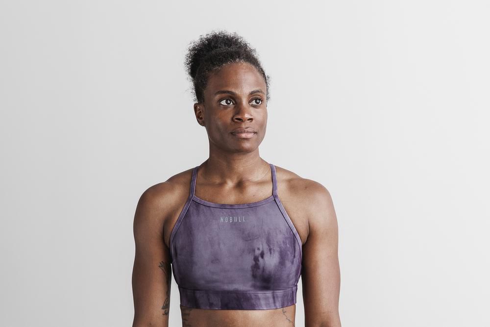 NOBULL Women's High-Neck Sports Bras - Nightshade & Plum Tie-Dye - Ireland (2481KBOIN)